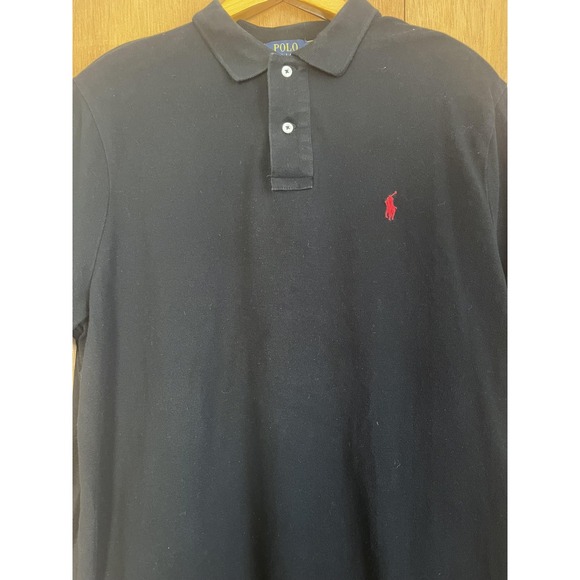Polo Ralph Lauren Polo Shirt Mens 2XL Black Red Pony Pique Short Sleeve - Picture 2 of 6